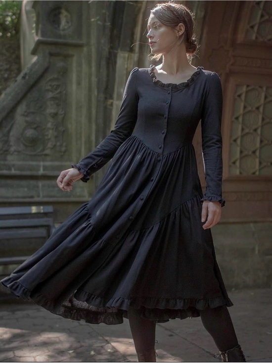Of Her Own Kind Dresses & Skirts - Of Her Own Kind Juliette Black Dress Silk Noil Sz S Victorian
